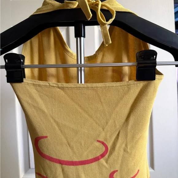 Yellow Dress with Pink Abstract Design - Picture 2 of 3